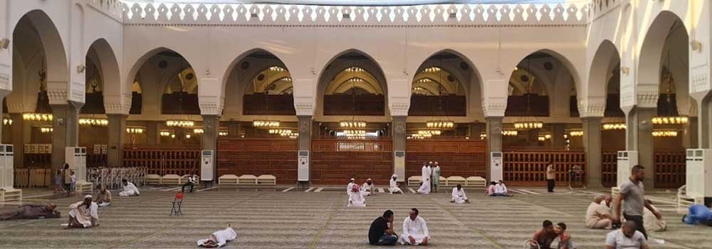 Interior of Masjid al-Qiblatayn in Madinah — mosque of two Qiblas Ziyarat site